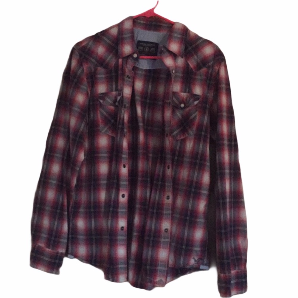 American Eagle plaid button top